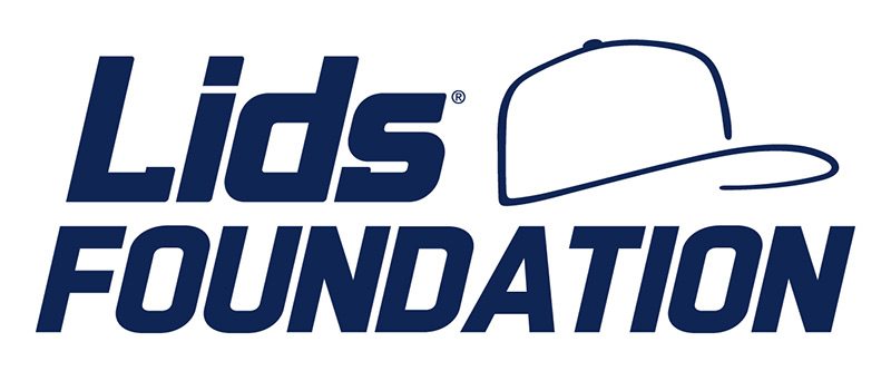 Lids Foundation in blue text with blue outline of a baseball cap