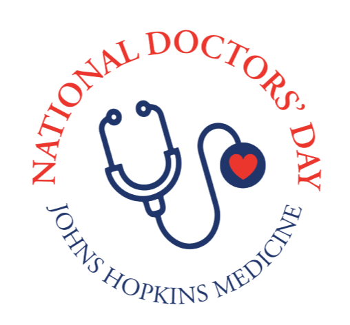 National Doctors' Day logo with a stethoscope and heart