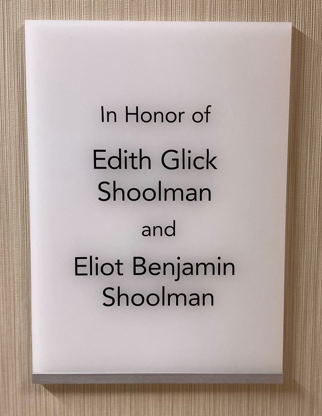 in honor of Edith Glick Schoolman and Eliot Benjamin Schoolman