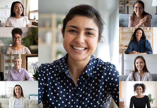 Women participating in a video chat