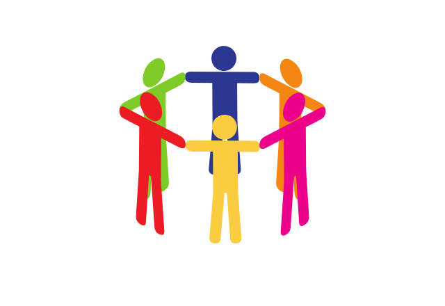 group of people holding hands graphic icon