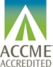 Triangular logo of the ACCME with the words ACCME accredited