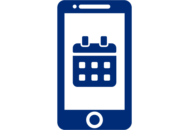 an icon of a mobile phone with a calendar symbol on the screen