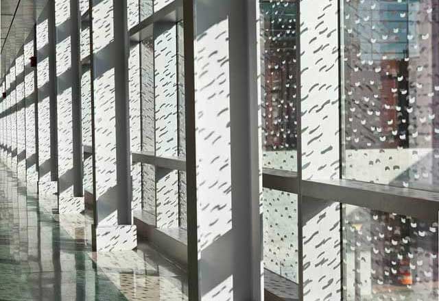 Image of installed windows with speckled grey colors.