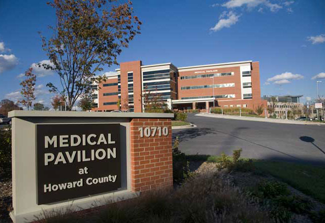 The entry sign to the Medical Pavilion at Howard County for the Wilmer Eye Institute