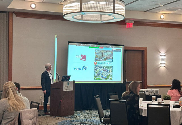 Ronald van Leersum, from Amsterdam University in the Netherlands, presenting at the conference. 