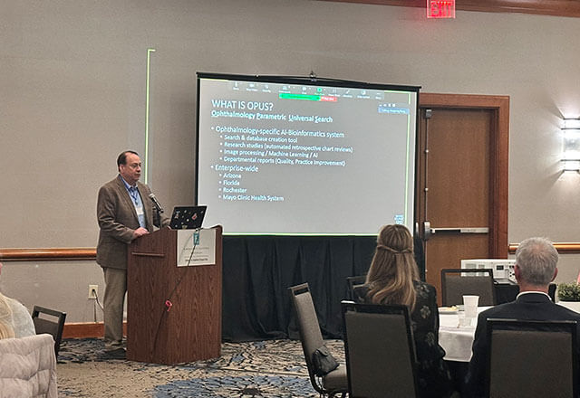 Raymond Iezzi from Mayo clinic presenting at the conference. 
