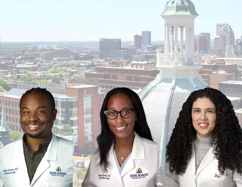 Composite of Drs. Brown, Girum, and Houssan portraits.