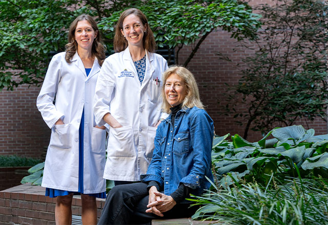 — Mira Sachdeva, M.D., Ph.D., in the retina division; Bryn Burkholder, M.D., in the uveitis division; and Ashley Campbell, M.D., an expert in orbital tumors