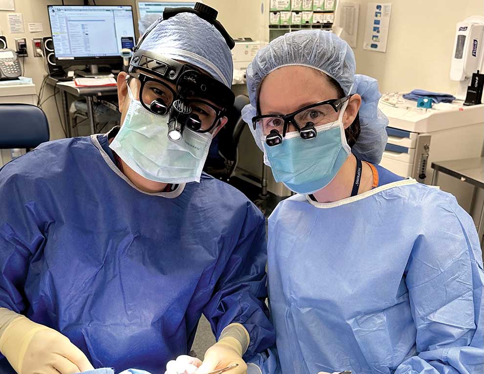 Doctors Cho and Campbell in the operating room together