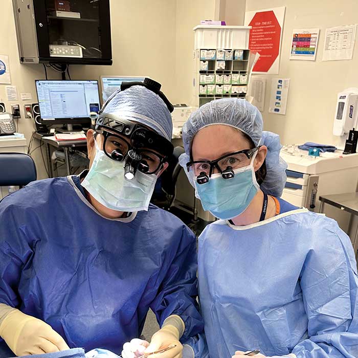 Doctors Cho and Campbell in the operating room together