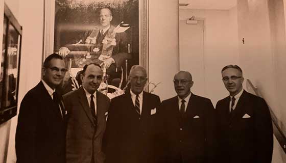 Five attendees of the dedication of the Woods Research Building