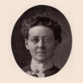 Black and white photo of Laura Lane with an oval frame