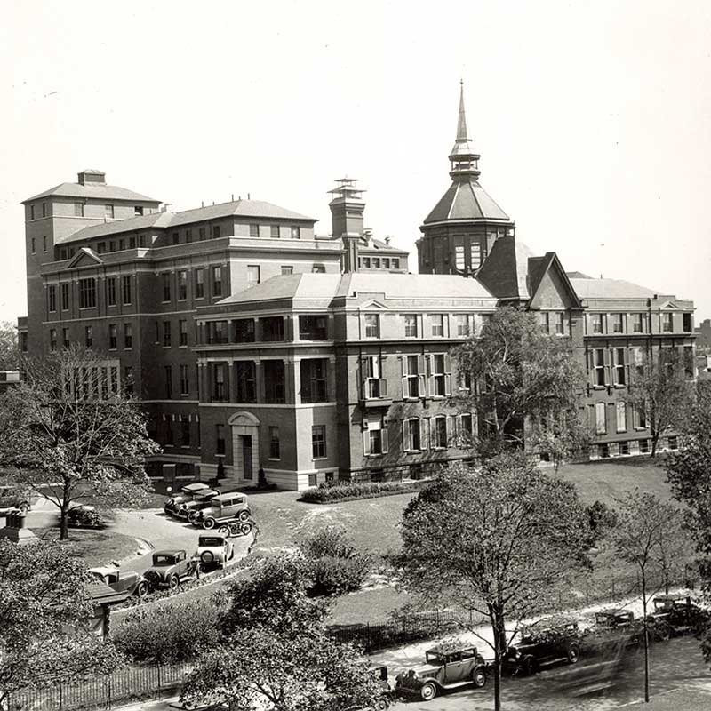 Black and white photo of the Wilmer Eye Institute
