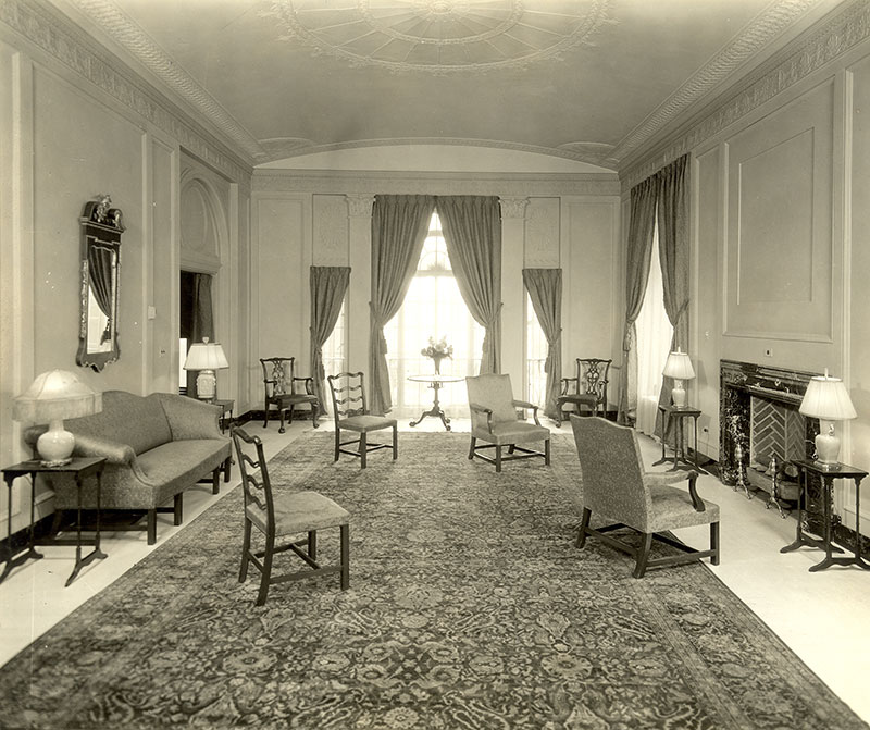 Brightly lit formal living room
