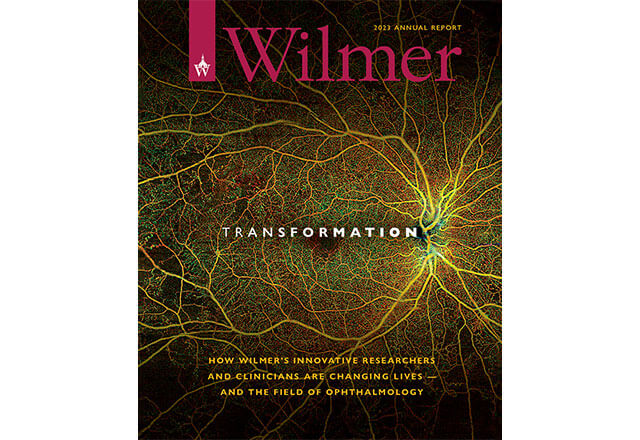 The cover of The Wilmer Eye Institute's 2023 annual report.