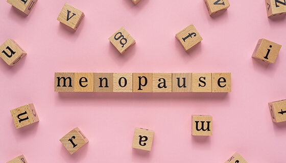 menopause spelled in building blocks