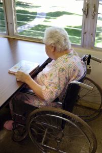 Older woman in wheelchair