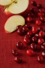 Cranberries and an apple
