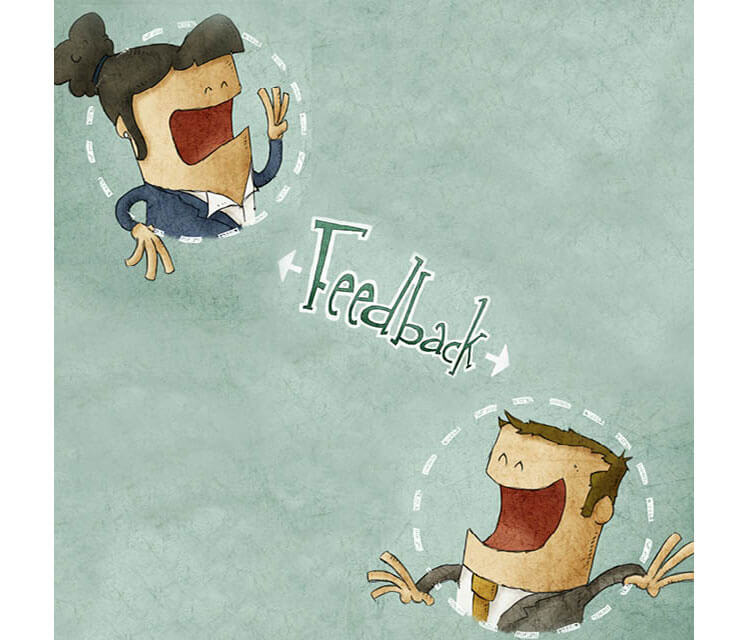 Illustration of two people talking