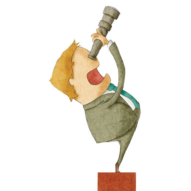 Illustration of man looking through binoculars