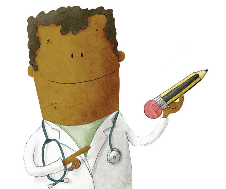 Illustration of doctor holding a pencil