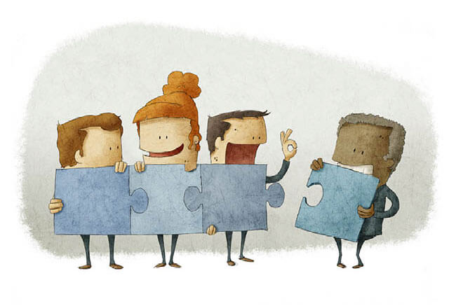 illustration of people holding puzzle pieces