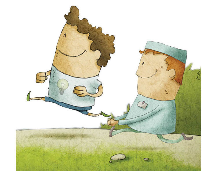 Illustration of two men running