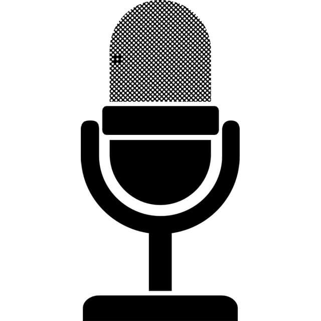 The graphic shows a microphone. 
