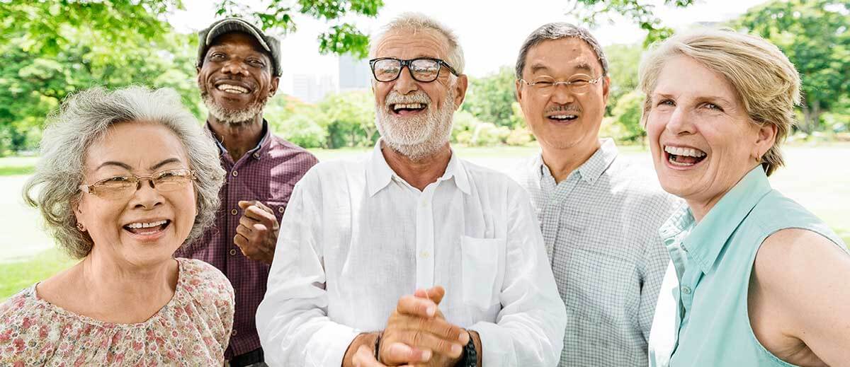 group of happy retirees