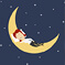 illustration of a woman sleeping on the crest of the moon