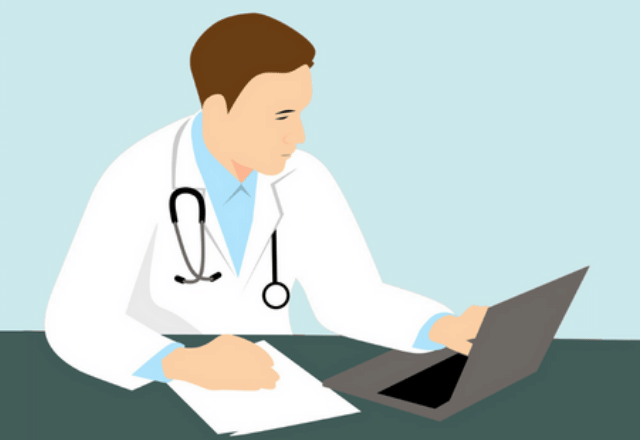 graphic of a doctor on computer