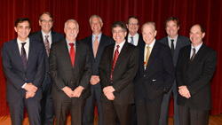 Left to right: Ronald Daniels, Henry Brem, Paul Rothman, Allan Belzberg, Michael Caterina, Ronald Peterson, Solomon Snyder, Richard Huganir and David Julius