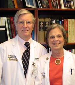 “I really had no idea what academic medicine was all about until I arrived at Hopkins,” says Michael Brunt, pictured here with wife Elizabeth.
