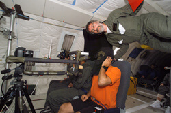 Mark Shelhamer oversaw sensorimotor adaptation experiments on the “Vomit Comet,” a parabolic-flight aircraft operated by NASA’s Reduced Gravity Program. 