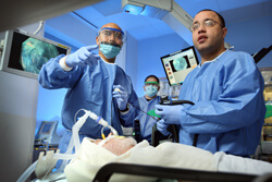 Mouen Khashab, right, performs a POEM procedure on an achalasia patient. 