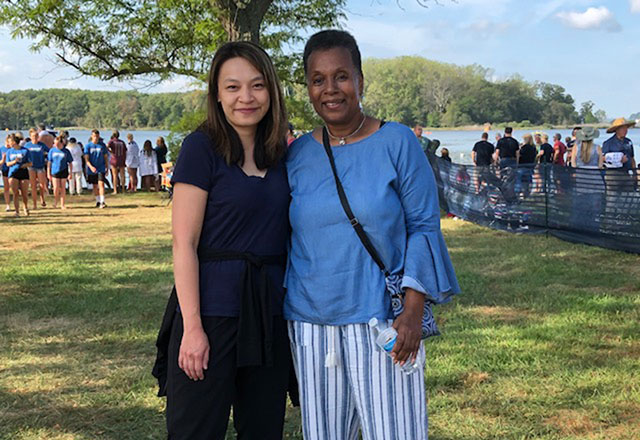 Dr. Dung Le and Vanessa Brandon in the park.