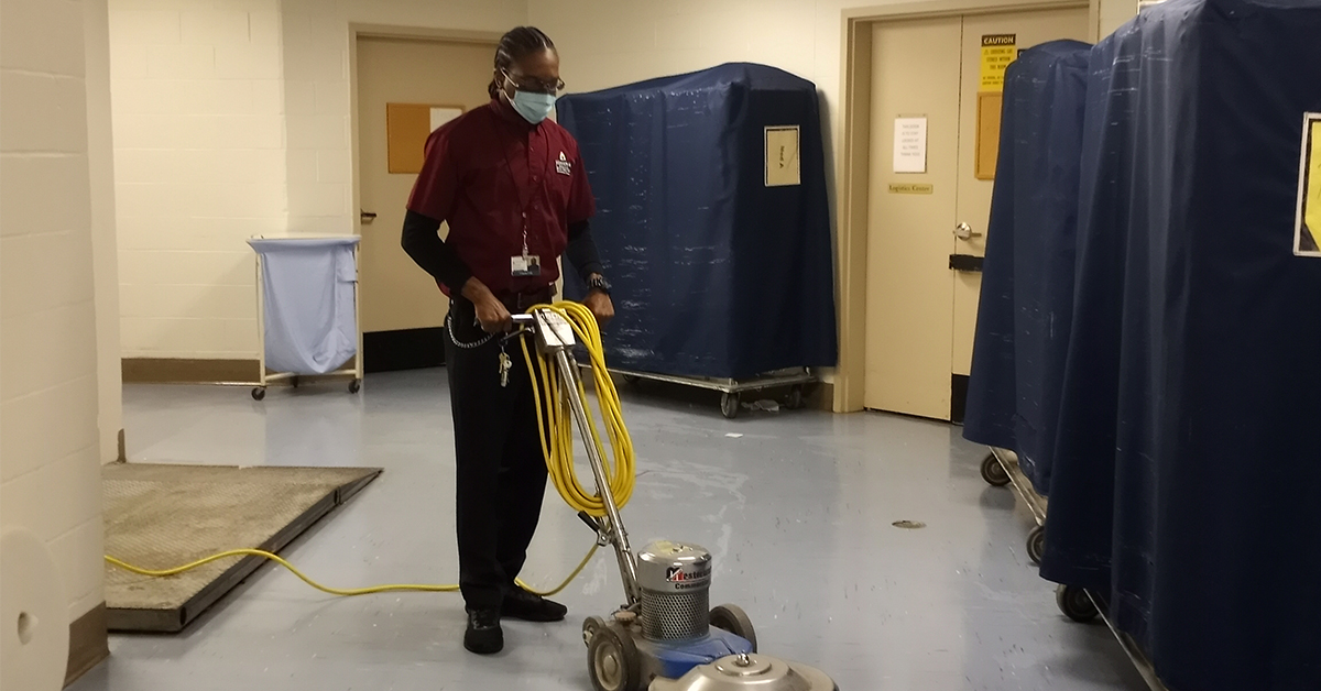 Christopher Place Employment Academy graduate Charles Cole is now gainfully employed as a floor technician at Johns Hopkins Bayview Medical Center. 
