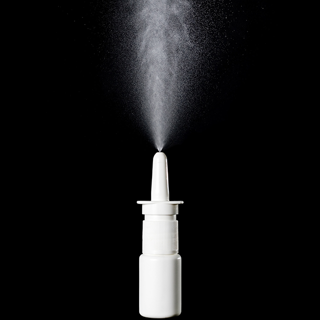 A photo shows nasal spray