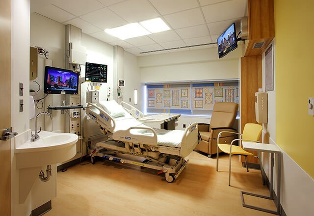 View looking into a patient's room