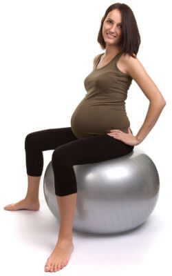 pregnant woman on exercise ball