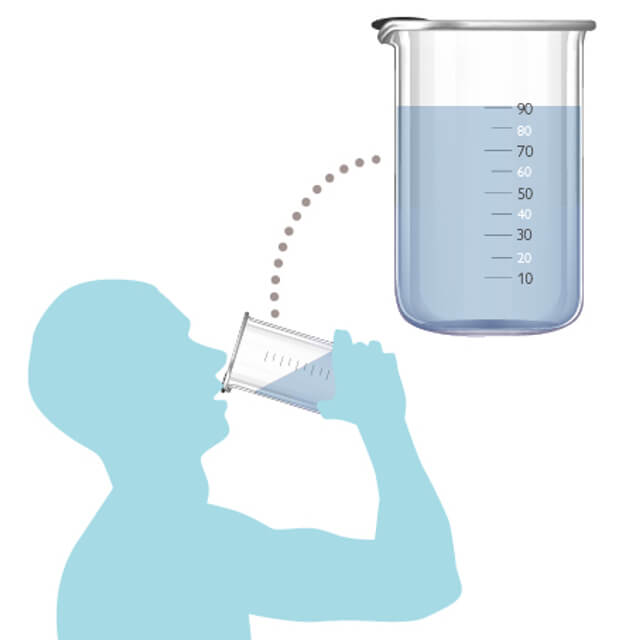 An illustration of a water swallow test