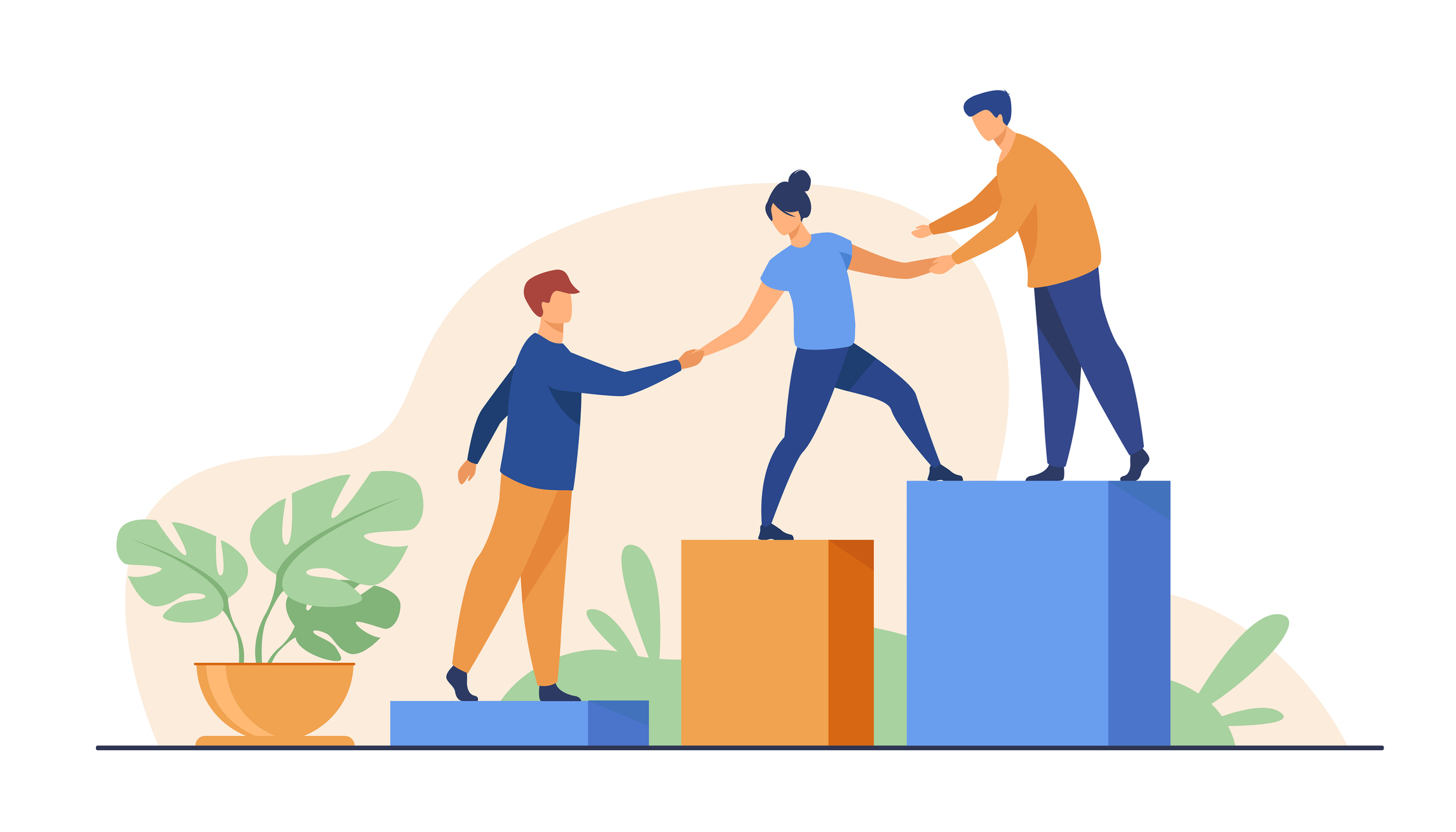 Corporate Giving - Illustration of humans helping each other to move upstairs