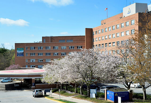 exterior of suburban hospital