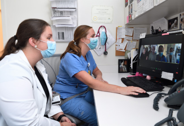 Certified nurse practitioners Sarah Riley and Abby Hubbard shared a recent telemedicine visit 