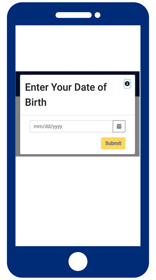 A screenshot of a webpage asking the user to enter their date of birth.