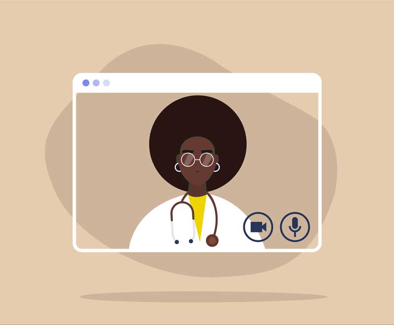 illustration of a doctor on the computer