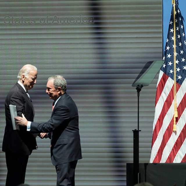 Vice President Joe Biden and Micheal R. Bloomberg shake hands 
